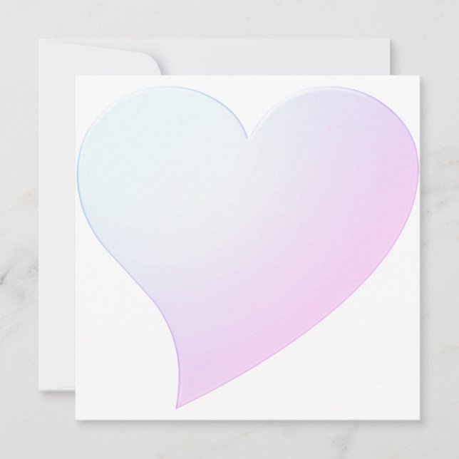 Carte moderne de grand coeur bleu pâle dégradé ros (Devant)