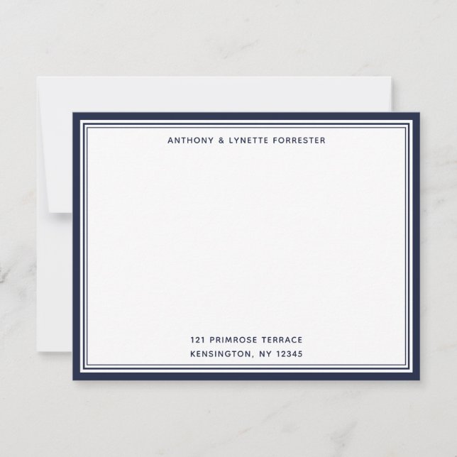 Carte moderne Denim Blue Border Nom et adresse (Devant)