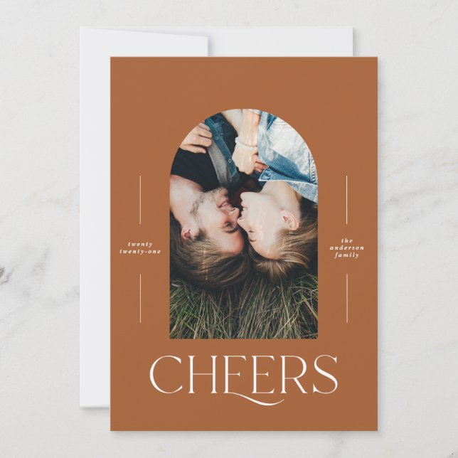 Carte Moderne élégant 1 photo typographie rouille noël (Devant)