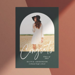 Carte Moderne élégant 1 photo typographie vert graduatio