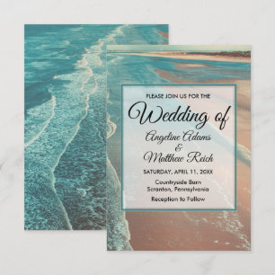 Carte moderne Fade Tropical Beach Sea Mariage Card