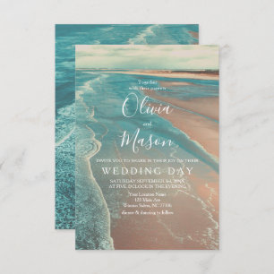 Carte moderne Fade Tropical Beach Sea Mariage Card