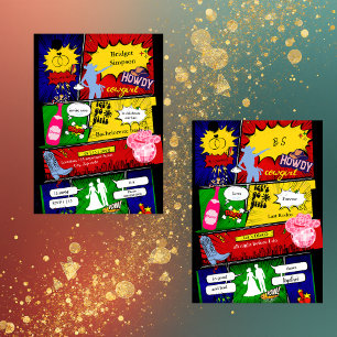 Carte moderne fun rétro bachelorette cowgirl