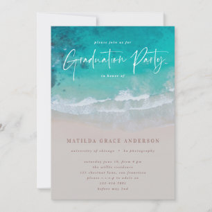 Carte Moderne graduation photo plage de l'océan script m