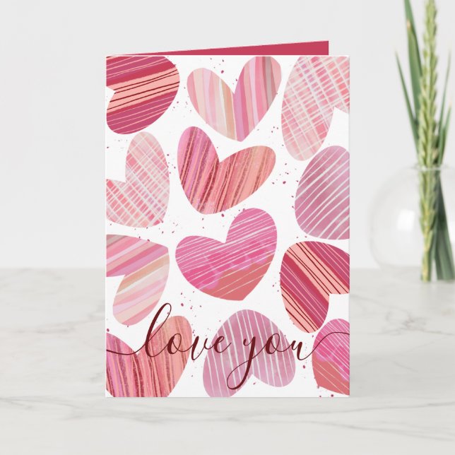 Carte Moderne I Love You Valentines Pink Hearts Card (Devant)