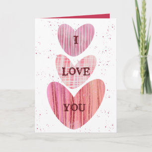 Carte Moderne I Love You Valentines Pink Hearts Card