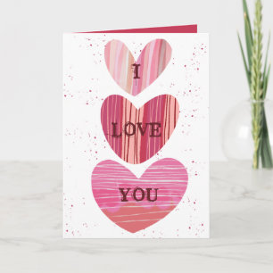 Carte Moderne Je t'aime Valentines Coeurs roses