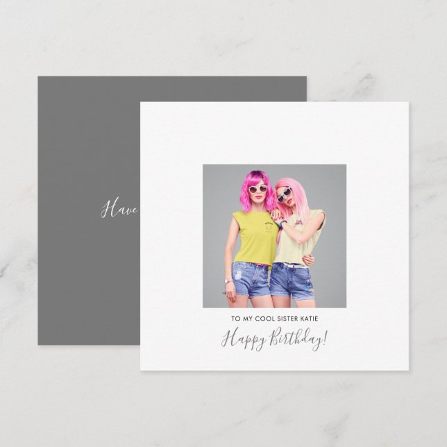 Carte Moderne Joyeux Anniversaire Soeur Nom de la photo  (Devant / Derrière)