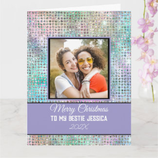 Carte Moderne Joyeux Noël Pastel Bestie Photo & Nom