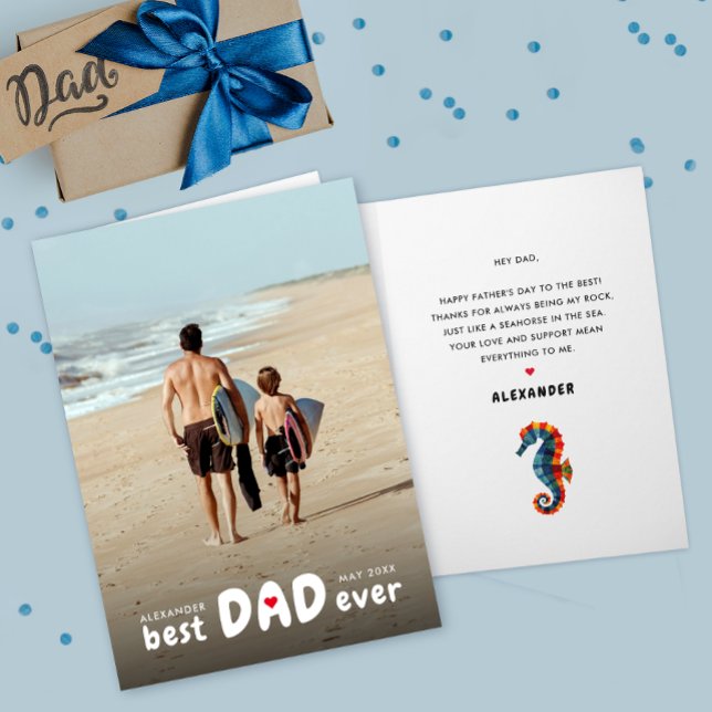 Carte Moderne Meilleur Papa Jamais Père Aimer Seahorse P (Créateur téléchargé)