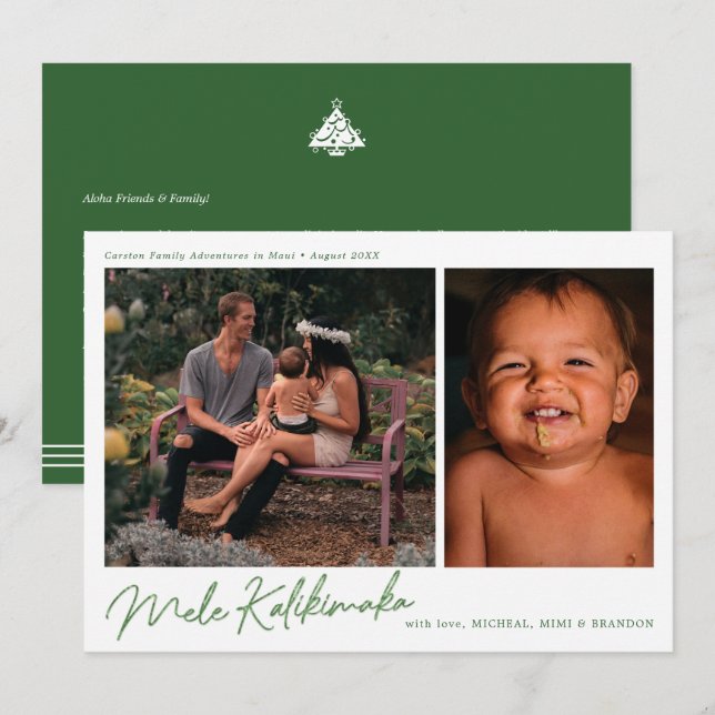 Carte Moderne Mele Kalikimaka 2 Photo Holiday (Devant / Derrière)