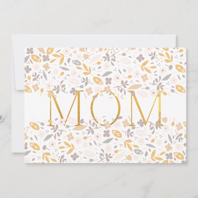 Carte Moderne Mères jour Gold Foil MOM Floral Confetti (Devant)