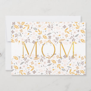 Carte Moderne Mères jour Gold Foil MOM Floral Confetti