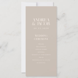 Carte Moderne minimaliste Taupe Beige Chic Wedding Progr