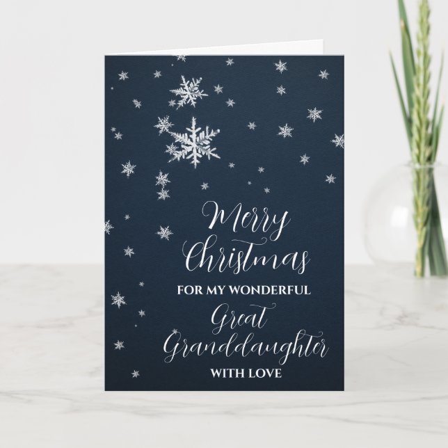 Carte Moderne neige Grande petite-fille Joyeux Noël (Devant)