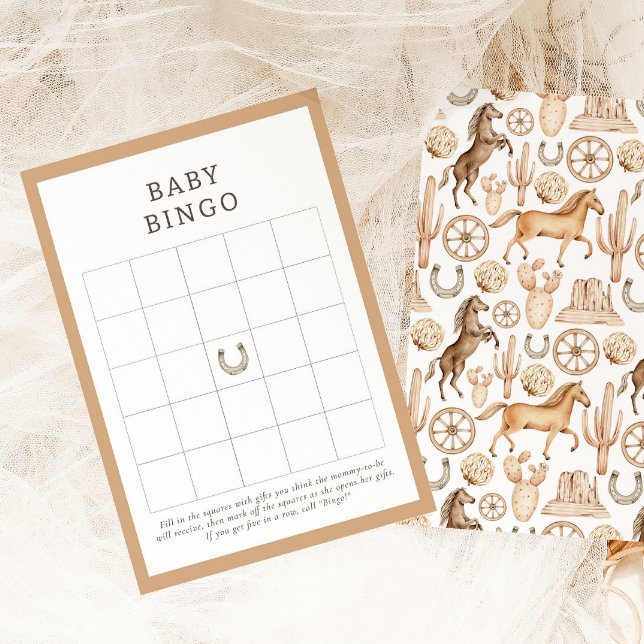Carte Moderne Neutral Rodeo Baby shower Bingo Bébé Jeu (Créateur téléchargé)