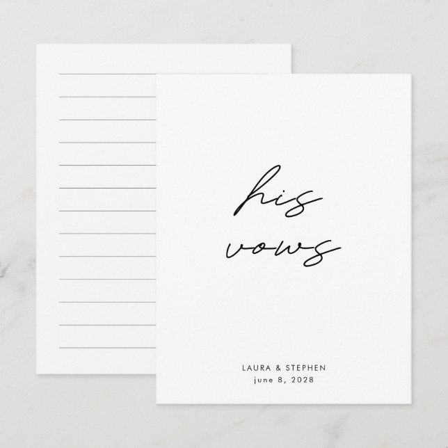 Carte Moderne Noir Blanc Calligraphie Mariage Ses Vaches (Devant / Derrière)