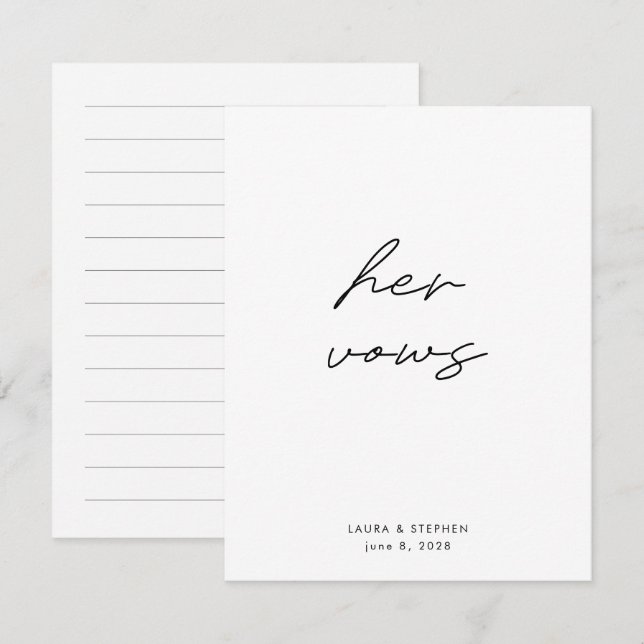 Carte Moderne Noir Blanc Calligraphie Mariage Ses Vaches (Devant / Derrière)