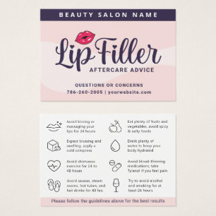 Carte moderne Pink Lip Filler Instructions de soin