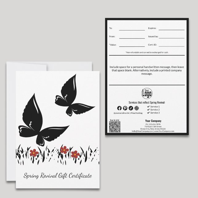Carte Moderne Printemps Renouveau Certificat cadeau d'af (Modern Spring Revival Business Gift Certificate)