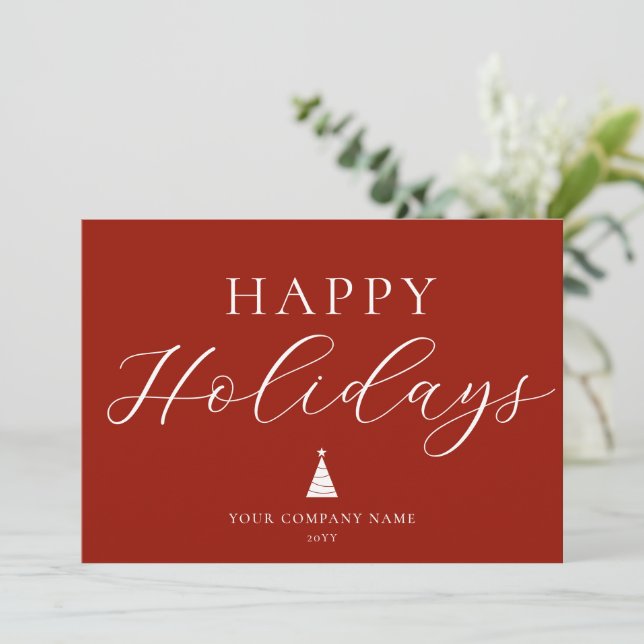 Carte moderne Red Happy Holidays Business Holiday (Debout devant)