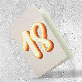 Carte Moderne Rétro Groovy Anniversaire Dix-Huit 18 Ans