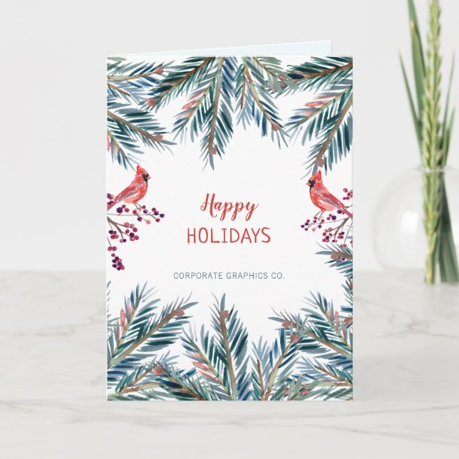 Carte Moderne rustique Happy Holidays corporatif LOGO (Devant)