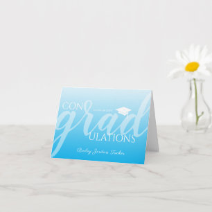 Carte Moderne Script Blue Graduation Félicitations