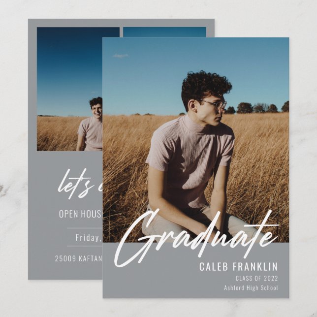 Carte Moderne Script Classe supérieure de la photo Gradu (Devant / Derrière)