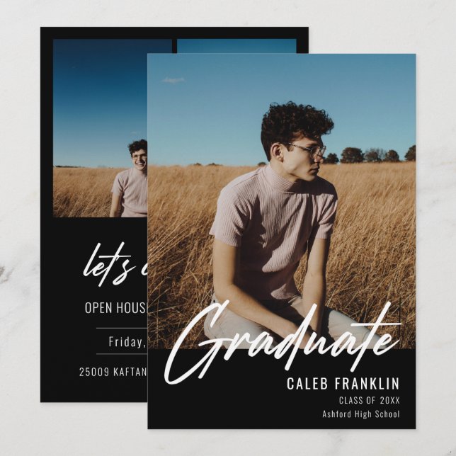 Carte Moderne Script Classe supérieure de la photo Gradu (Devant / Derrière)