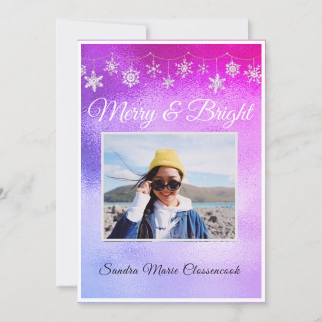 Carte Moderne Simple Mini Métallique rose et violet (Devant)