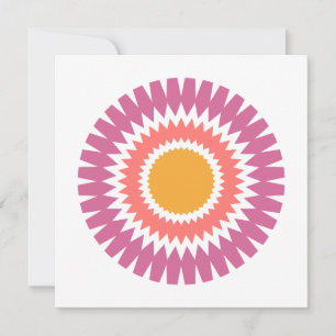 Carte moderne Sunburst Flat Note en rose et or