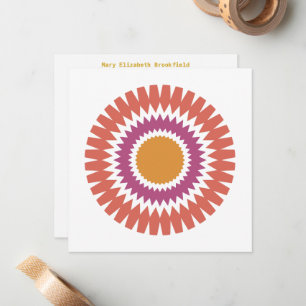 Carte moderne Sunburst Flat Note en rouge et or