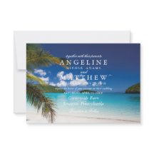 Carte moderne Tropical Beach Palm Tree Sea Mariage