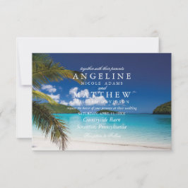 Carte moderne Tropical Beach Palm Tree Sea Mariage