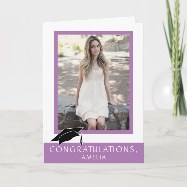 Carte Moderne violet Félicitations Graduation Photo (Devant)
