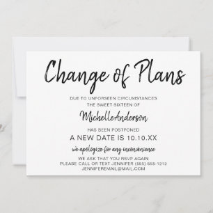 Carte Modification du Sweet sixteen des plans avec RSVP