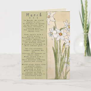 Carte Mois de mars Né en fleurs de prose