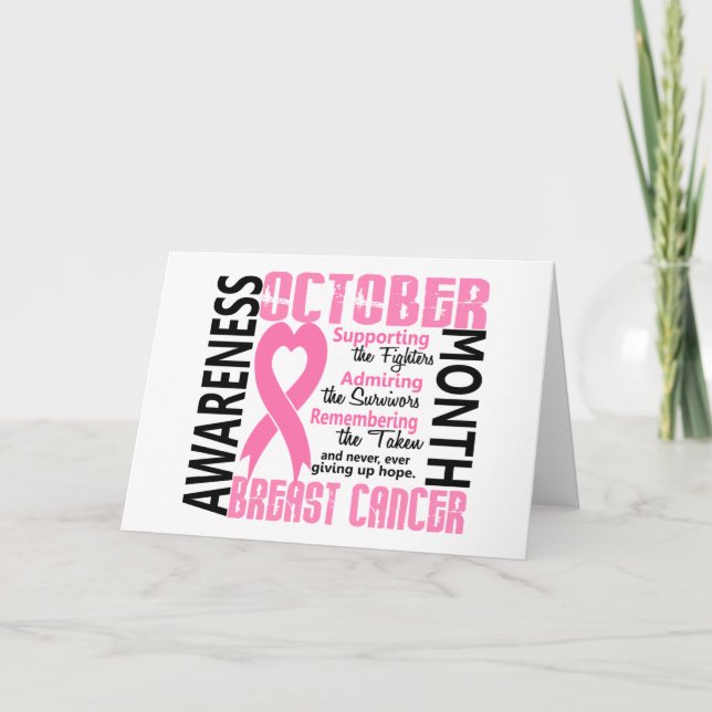 Carte Mois de sensibilisation au cancer du sein Coeur 1, (Devant)