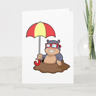 Carte Mole à la pluie avec parapluie