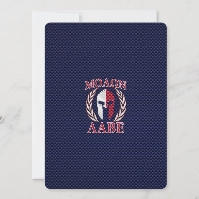 Carte Molon Labe Spartan Warrior Fibre de carbone Impres (Devant)