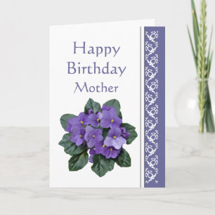Carte Mom Birthday, Poem African Violet Purple Flower