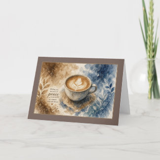 Carte Moments de paix Latte aquarelle bleue et marron