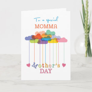 Carte Momma mignonne Fête des Mères Nuages et Coeurs Arc