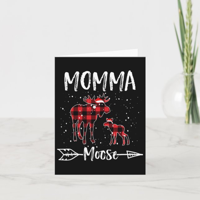 Carte Momma X-mas Élan Père Noël Famille Pyjama Assortis (Devant)