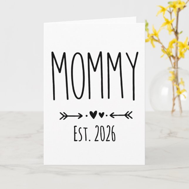 Carte Mommy Est 2026 Pregnancy Minimalist Personalized  (Fleur jaune)