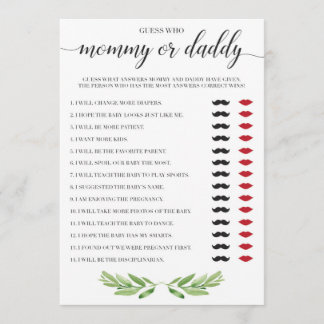 Carte Mommy ou papa Baby shower Jeu Vert Thème