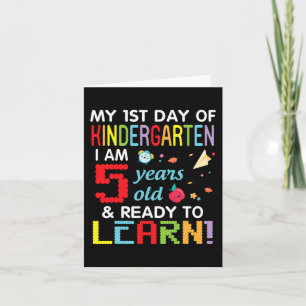 Carte Mon 1er jour de maternelle J'ai 5 ans et suis
