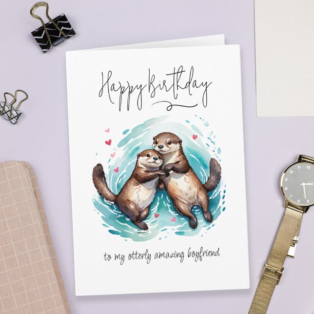 Carte Mon ami Otter Pun Otter Otter Extraordinaire Anniv (My Otterly Amazing Boyfriend Otter Pun Birthday Card)