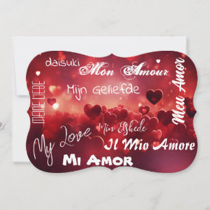 Carte "Mon amour" dans différentes langues
